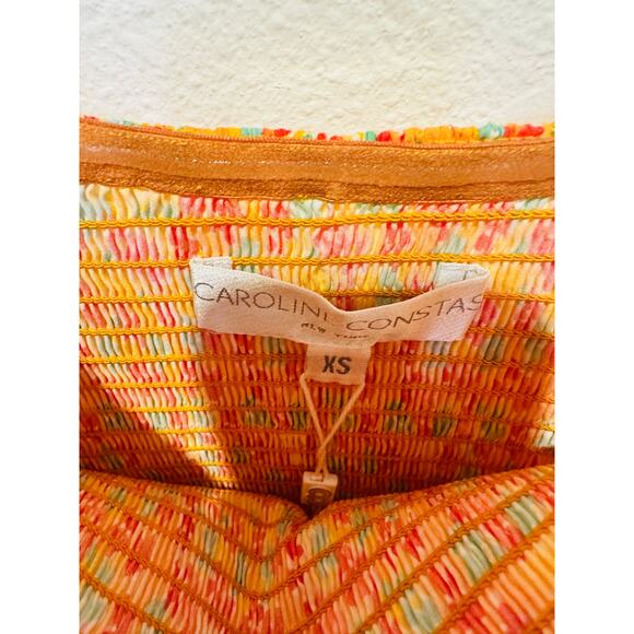 NWT CAROLINE CONSTAS Women's Yellow Ditsy Floral Ginny Romper Size XS - Picture 7 of 11